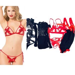Bundle of Yandy Lingerie - Red Black Dancewear NWOT One Size Fits Most
